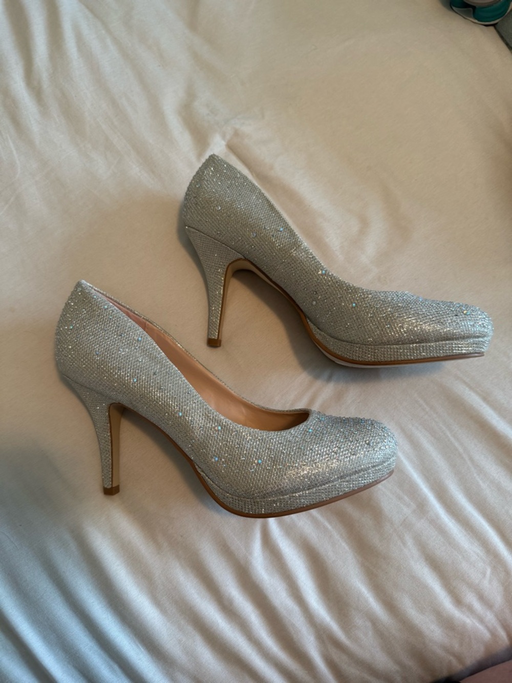 Sparkling Silver High Heel Pumps for Women